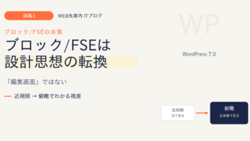 ブロック/FSEは「編集画面」ではない ― WordPress設計思想の転換を俯瞰する