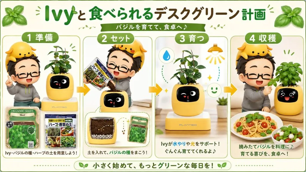 Ivyと食べられるデスクグリーン計画 ― 準備・セット・育つ・収穫の4ステップ
