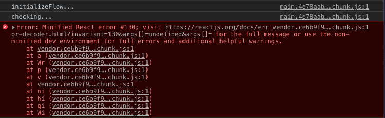 Minified React error #130